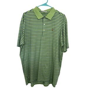 Peter Millar Men’s Green Blue Purple Striped Golf Short Sleeve Polo Size XL